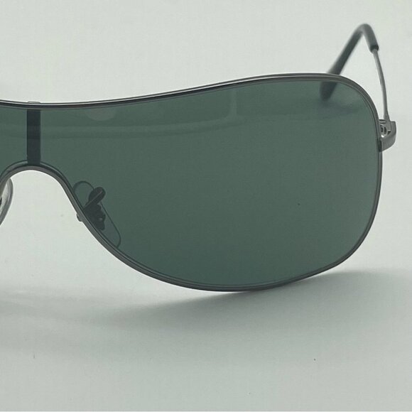 SOLD RAY-BAN RB3211 Sunglasses Shield Silver  Gunmetal/Green Gray - Picture 10 of 11